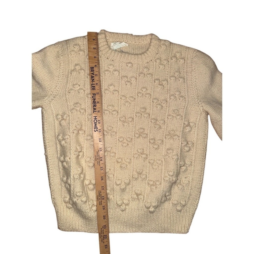 Nordstrom Vintage Sweater Womens M Ivory Bobble Knit Crewneck Pullover - Picture 4 of 10